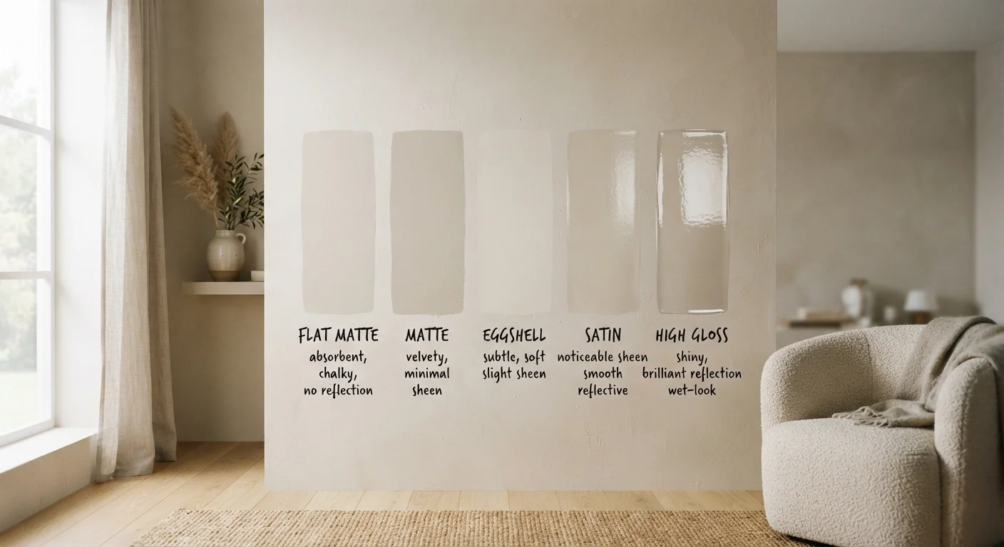 Interior Paint Finishes Explained: Matte, Eggshell, Satin, Semi-Gloss, and Gloss